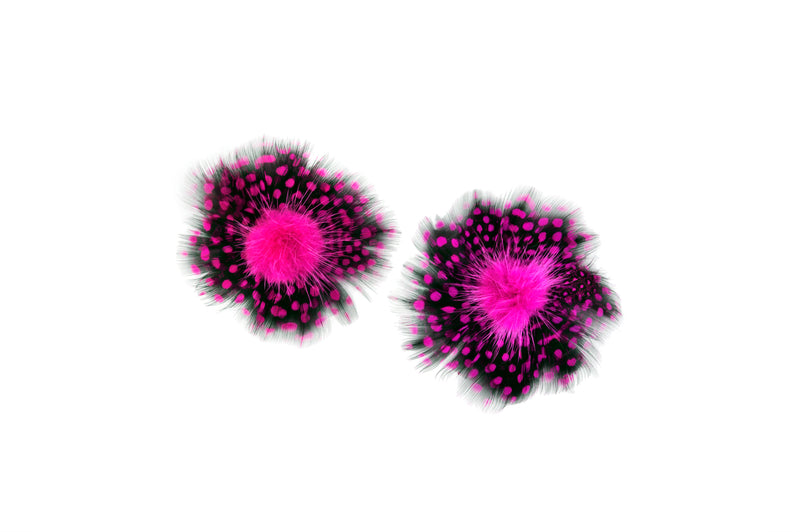 Black paired with 2 sets of Pompons (Black & Fuchsia)